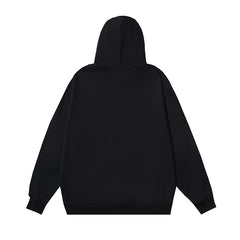 OW Yellow Letter Pattern Hooded Pullover Sweater