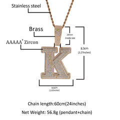 Jewelry 26 Letter Silver Pink Pendant Necklace with Zircon Number Pieces