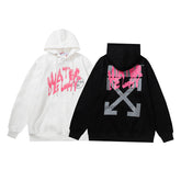 OW hoodie Graffiti Alphabet Arrow Pattern Fleece Hood