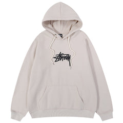 Stussy Hoodie Embroidered Fleece Fashion Hooded Sweater
