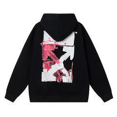 OW hoodieOW 3D stereo pink arrow pattern hooded fleece