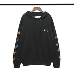 OW hoodie creative color curved embroidered arrow hooded