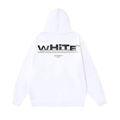 OW incomplete letter print pattern pullover hooded sweater