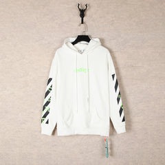OW fluorescent letter arrow pullover hooded sweater
