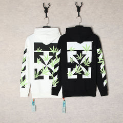OW hoodie embroidered plant leaf arrow hooded