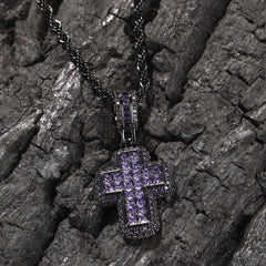 Jewelry Fashion T Square Zircon Pink Cross Necklace St. Valentine's Spectrum