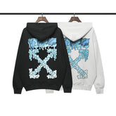 OW hoodie blue melted arrow pattern hooded