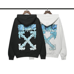 OW hoodie blue melted arrow pattern hooded