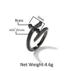 Rings Hip Hop Microencrusted Zircon Sword of Justice Vintage Ring Armament Spectrum