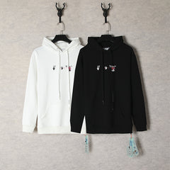 OW hoodie acrylic hand painted graffiti arrow pattern pullover hooded