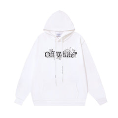 OW floral logo pattern print hooded sweater