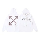 OW Ant Arrow Pattern Pullover Hooded Sweater