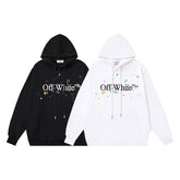 OW splash ink splash paint letter pattern pullover hooded sweater