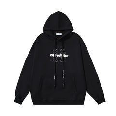 OW hollow arrow pattern print hooded sweater