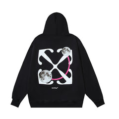 OW Saturn pattern arrow pullover hooded sweater