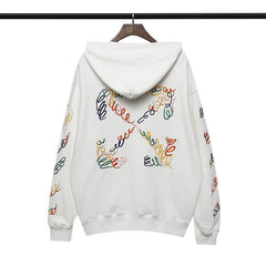 OW hoodie creative color curved embroidered arrow hooded