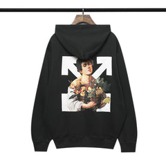 OW hoodie woman bouquet basket pattern arrow hooded