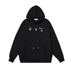 OW Melted Arrow Pattern Pullover Hooded Sweater