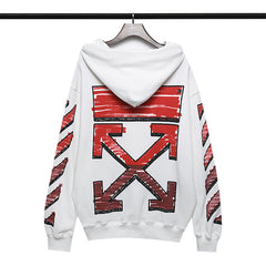 OW hoodie red gradual change arrow pattern hooded