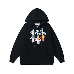 OW cartoon vase arrow pattern hooded sweater