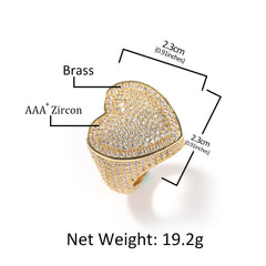 Rings Hip Hop Ring Copper 3A Zircon Love Ring Spectrum