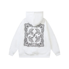 OW Cashew Flower Arrow Pattern Hooded Sweater