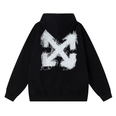 OW hoodie graffiti yarn arrow pattern pullover hooded