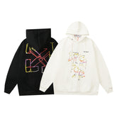 OW hoodie cartoon series arrow pattern fleece hooded