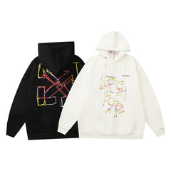 OW hoodie cartoon series arrow pattern fleece hooded