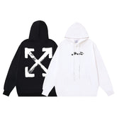 OW Hand-Painted Arrow Pattern Printed Hooded Sweatshirt