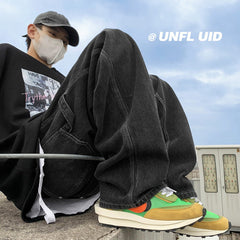 Men Jeans Autumn Hip Hop Loose Straight Retro