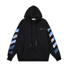 OW Monet oil painting arrow pattern print hooded sweater