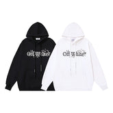 OW floral logo pattern print hooded sweater