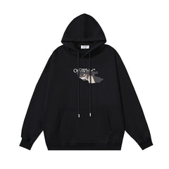 OW oil painting series arrow pattern pullover hooded sweater
