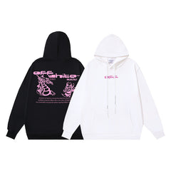 OW Fire Dragon Bee Graphic Print Hooded Sweatshirt