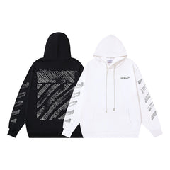 OW stylus oblique stripe print pullover hooded sweater