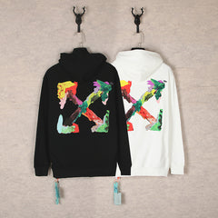 OW hoodie多彩箭头图案连帽