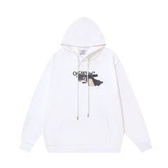 OW oil painting series arrow pattern pullover hooded sweater