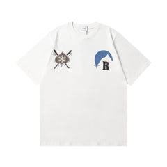 Rhude T Shir Sunset Snow Mountain Print Short Sleeve T-Shirt