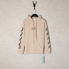 OW curved arrow pattern pullover hooded sweater