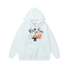 OW cartoon vase arrow pattern hooded sweater