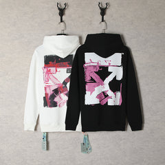 OW hoodie acrylic hand painted graffiti arrow pattern pullover hooded