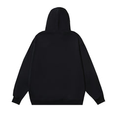 OW letter arrow print pattern pullover hooded sweater