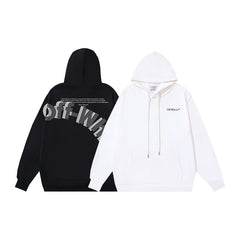 OW oblique LOGO letter print pullover hooded sweater