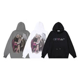 OW oil painting angel pattern pullover hooded sweater