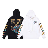 OW graffiti paint print pattern pullover hooded sweater