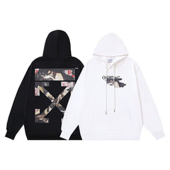 OW oil painting series arrow pattern pullover hooded sweater