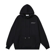 OW oblique LOGO letter print pullover hooded sweater