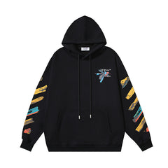 OW graffiti paint print pattern pullover hooded sweater