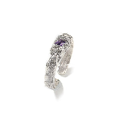 Rings Hip Hop Niche 925 Silver Ring Purple Zircon Spectrum